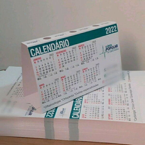 Caledário de mesa com porta caneta - 85x143 - Papel couche- 500 unidades - Imagem 2