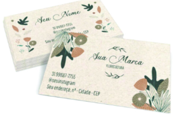 Cartão de visita em papel Reciclado - 4x0 - 48x88 - 100 unidades